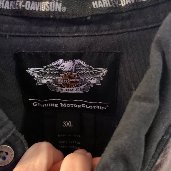 Harley-Davidson Black and Gray Casual Button Down Shirt - Picture 3 of 4